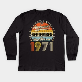 Awesome Since September 1971 Vintage 52nd Birthday Kids Long Sleeve T-Shirt